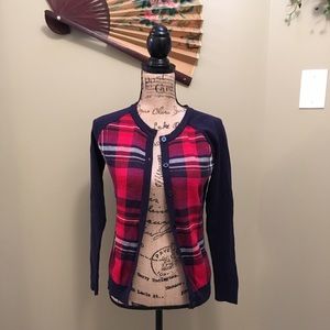 Merona Sz M Red and Blue Cardigan